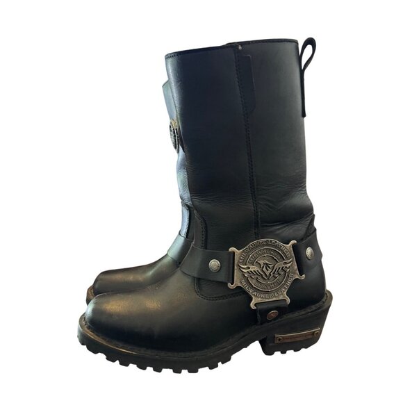 Milwaukee Leather Women's Black Genuine Leather Riding Boots Size 6 . - Picture 3 of 15